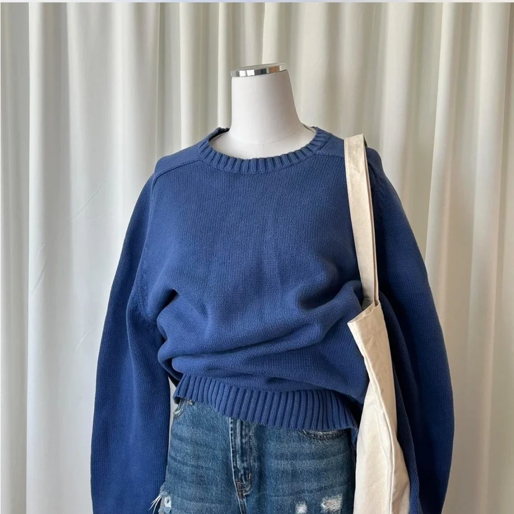 Vintage Lands’ End Oversized Crewneck Sweater 100% Cotton.